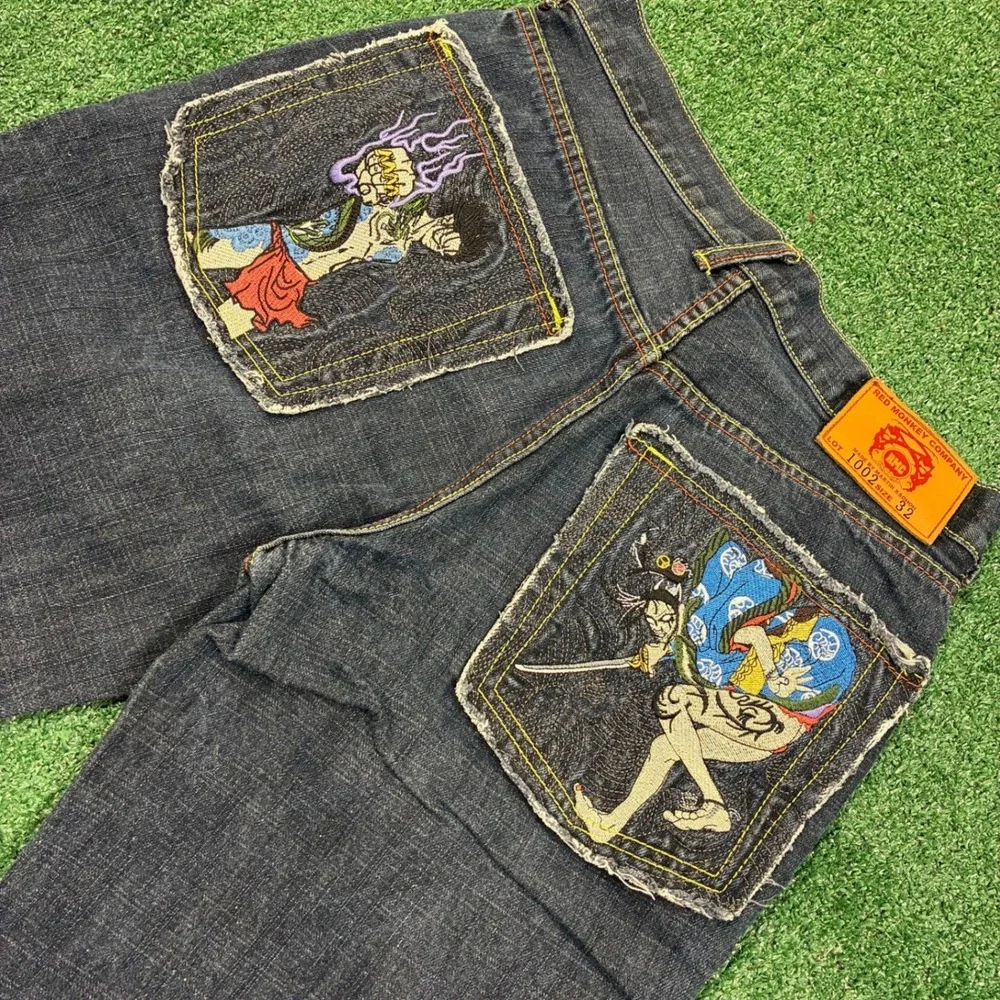 Vintage Red Monkey Company RMC Denim Shorts Martin Ksohoh Samurai Oni 32
